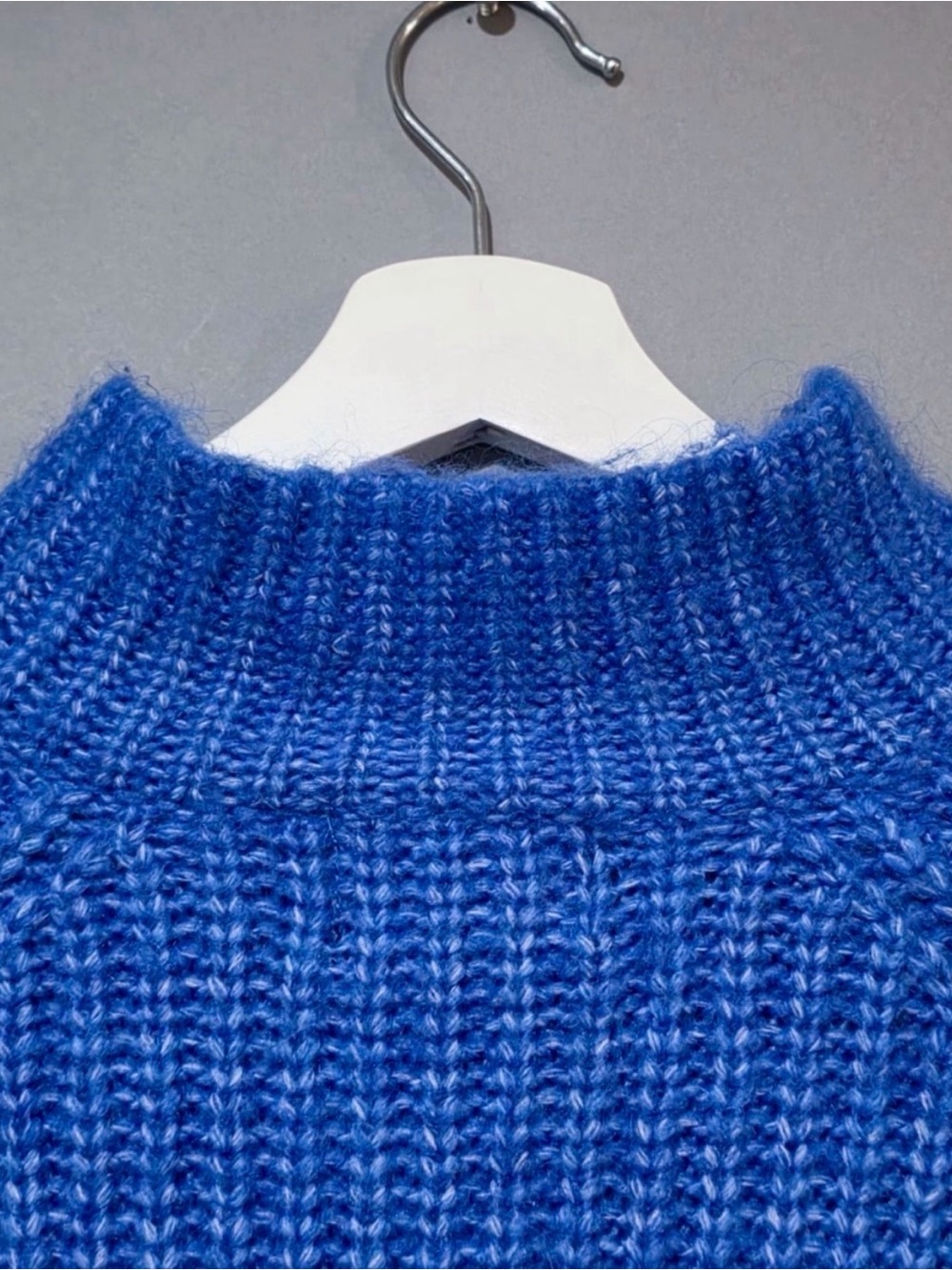 Anthropologie PIECES Electric Blue Chunky Knit Mock Neck Sweater Size M - Picture 7 of 10